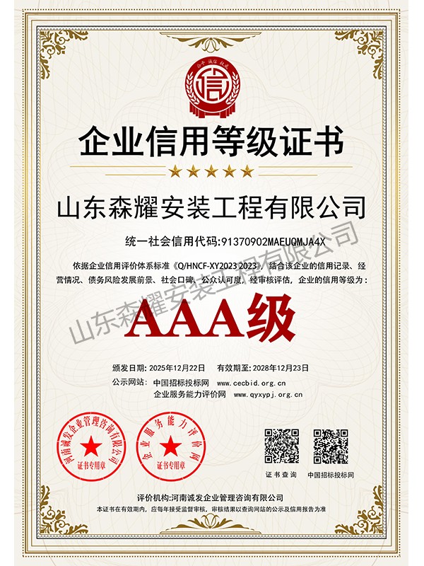 企业信用等级证书